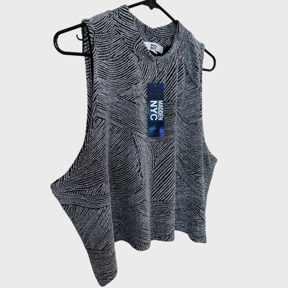 Madden NYC by Steve Madden Metallic Mock Neck Top Silver Women's Size 4X New - Picture 3 of 11